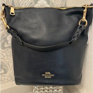 Coach Abby Duffle Shoulder bag Purse Navy Blue Pebbled